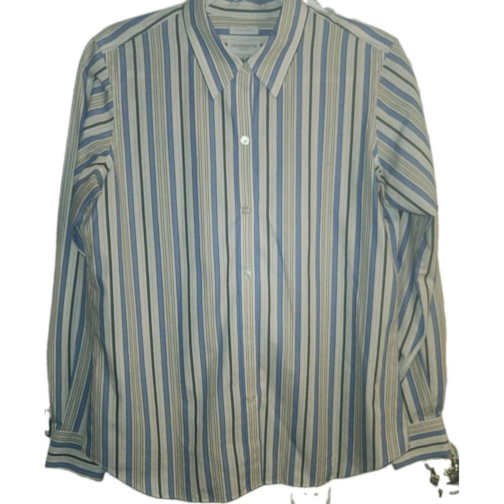 Liz Claiborne Lizsport Striped Button Down Shirt.
Size 8